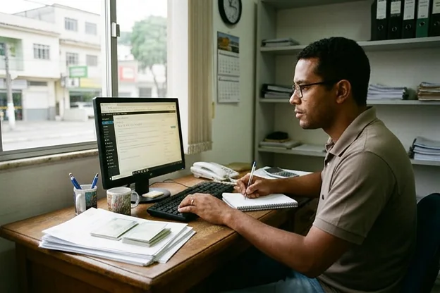 Profissional escrevendo conteúdo para blog sobre despachantes.